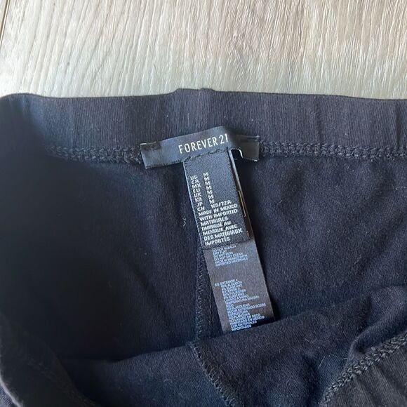 Forever 21 Black Solid Sheer Mesh Striped Yoga Pants Leggings Medium Small - Picture 5 of 5